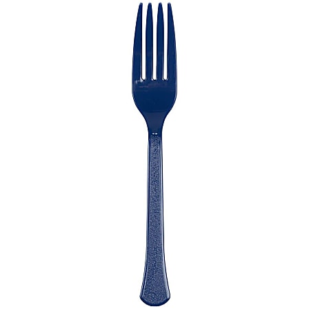 JAM PAPER Premium Utensils Party Pack, Plastic Forks, Navy Blue, 48 Disposable Forks/Pack 