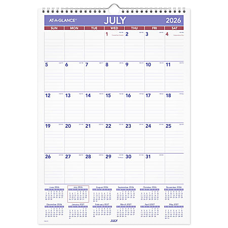 AT-A-GLANCE® Academic 2026-2027 Monthly Wall Calendar, Medium, 12" x 17"