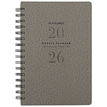 AT-A-GLANCE® Signature Collection 2026 Weekly Monthly Planner, Gray, Small, 5 1/2" x 8 1/2"