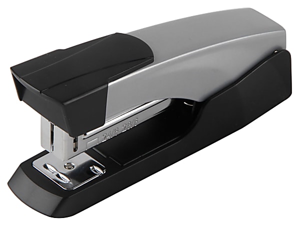 Office Depot® Brand Compact Half-Strip Metal Desktop Stapler, 20 Sheets Capacity, Silver/Orange