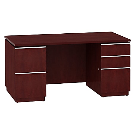 BBF Milano2 Double-Pedestal Desk, 29"H x 59 1/2"W x 29 3/4"D, Harvest Cherry, Premium Installation Service