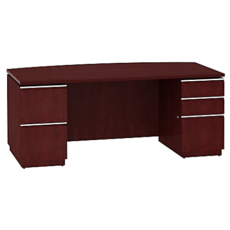 Bush Business Furniture Milano2 Bow Front Office Desk With 2 Pedestals, 72"W, Harvest Cherry, Premium Installation
