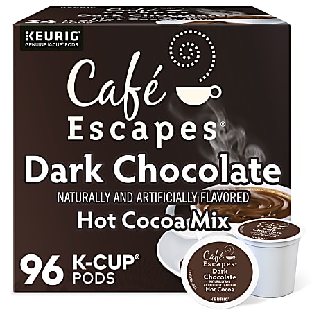 Café Escapes Dark Chocolate Hot Cocoa Keurig Single-Serve K-Cup Pods, 24 Pods Per Pack, Case Of 4 Packs