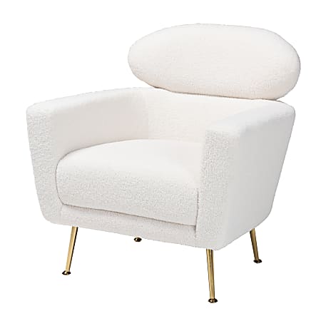 Baxton Studio Fantasia Modern Boucle And Metal Armchair, 32-5/16”H x 30-5/16”W x 32-5/16”D, Ivory/Gold