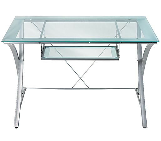 Realspace® Zentra Computer Desk, Silver/Clear