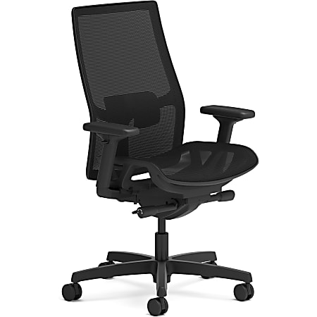 HON Ignition 2.0 Mid-back Mesh Seat Task Chair - Black Mesh Seat - Fog Mesh Back - Mid Back - Black - Armrest - 1 Each