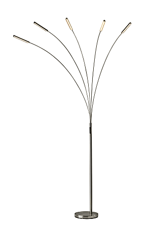 Adesso® Zodiac 5-Arm LED Arc Lamp, 93"H, Brushed Steel
