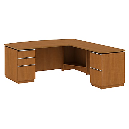 BBF Milano2 Right L-Desk, 30"H x 71 1/8"W x 29 5/8"D, Golden Anigre, Premium Installation Service