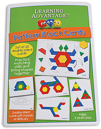 Learning Advantage Pattern Block Cards, Multicolor, Grades K-5, Set Of 20 Cards