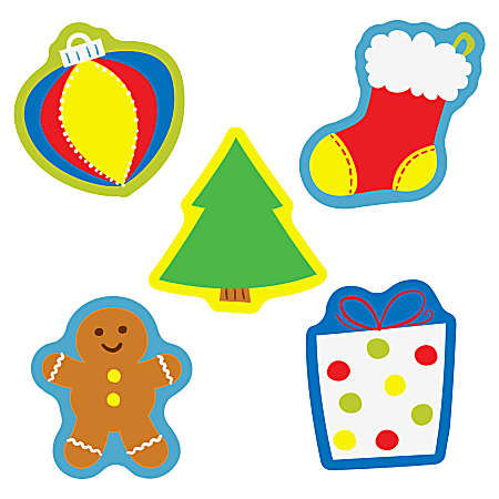 Carson-Dellosa Holiday Mix Mini Cut-Outs, 3" x 3", Assorted Fun Theme, Set Of 41