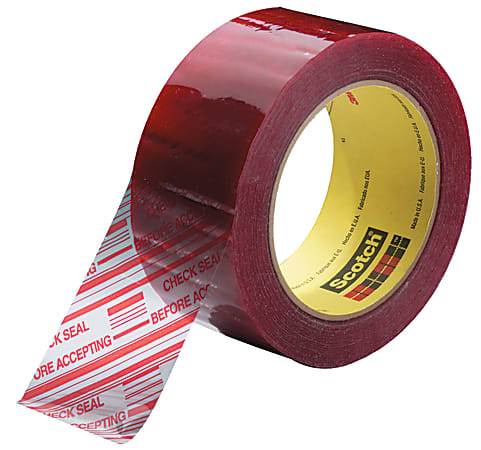 Scotch 3779 Pre Printed Carton Sealing Tape, 3" x 110 Yd., Clear/Red, Case Of 24