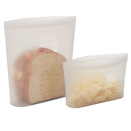 Mind Reader Reusable Silicone Sandwich And Snack Bags, Clear, Pack Of 2 Bags