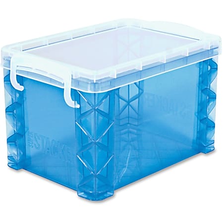 Advantus Super Stacker Index Cards Box - External Dimensions: 6.3" Width x 4.3" Depth x 4.3" Height - Media Size Supported: Index Card 4" x 6" - 500 x Index Card - Lift-off Closure - Stackable - Plastic - Blue, Clear - For Index Card, Craft Supplies, Office Supplies - 1 Each