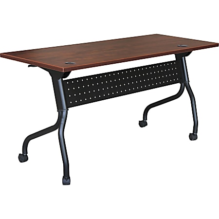 Lorell&reg; Flip Top Training Table, 48"W, Cherry/Black