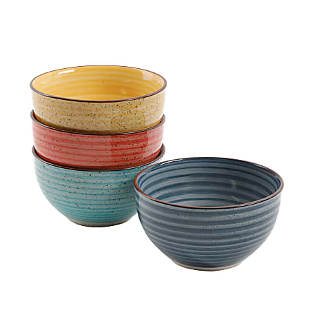Gibson Color Speckle 4-Piece Cereal Bowl Set, 5-1/4", Assorted Colors