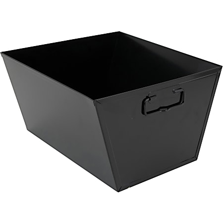 Advantus Steel File and Storage Bin - 7.4" Height x 12.5" Width x 11.3" Depth - Desktop - Carrying Handle, Secure Grip, Sturdy - Black - Steel - 1 Each