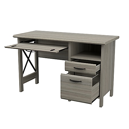 Inval 47"W Computer Desk With X Frame, Smoke Oak