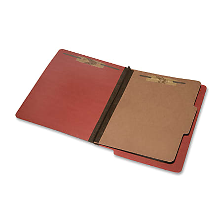 SKILCRAFT® End-Tab 2" Prong Classification Folders, Letter Size, 30% Recycled, Red, Box Of 10 (AbilityOne 7530-01-590-7107)
