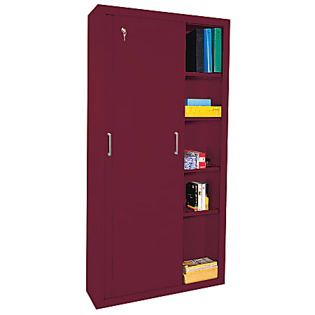 Sandusky® Sliding-Door Storage Cabinet, Burgundy