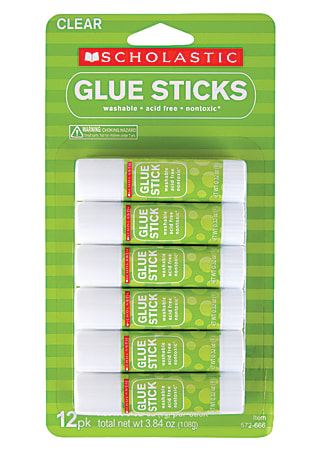 Scholastic Glue Sticks, 0.32 Oz, Pack Of 12