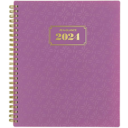 2024-2025 AT-A-GLANCE® BADGE 13-Month Weekly/Monthly Planner, 7" x 8-3/4", Purple UV Tile, January 2024 To January 2025, 1675T-805