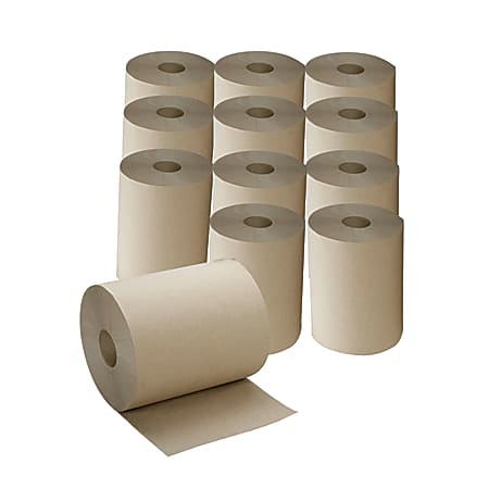 SKILCRAFT® 1-Ply Hardwound Paper Towels, 100% Recycled, Kraft, 600' Per Roll, Pack Of 12 Rolls (AbilityOne 8540-01-591-5146)