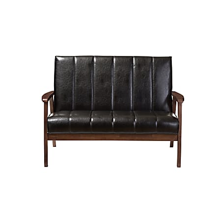 Baxton Studio Luisa Loveseat, Black/Cocoa