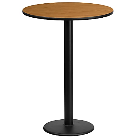 Flash Furniture Laminate Round Table Top With Round Bar-Height Table Base, 43-1/8"H x 24"W x 24"D, Natural/Black
