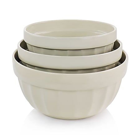 Martha Stewart 3 Piece Stoneware Bowl Set ,Beige