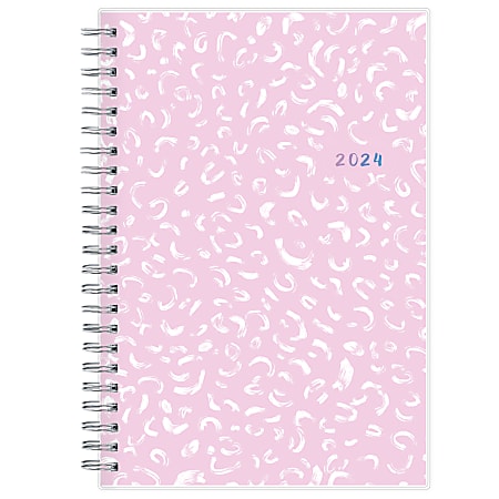 2024 Blue Sky™ Marks Lilac Clear Weekly/Monthly Planning Calendar, 5" x 8", Pink, January to December