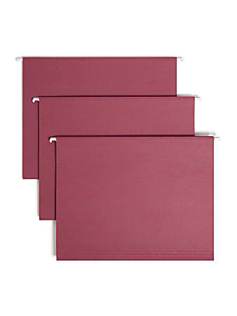 Smead® Hanging File Folders, 1/5-Cut Adjustable Tab, Letter Size, Maroon, Box Of 25