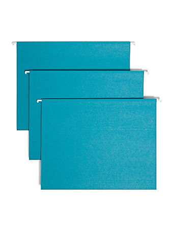 Smead® Hanging File Folders, 1/5-Cut Adjustable Tab, Letter Size, Teal, Box Of 25