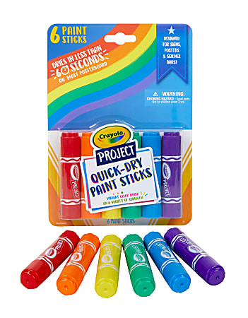 Crayola® Project Quick-Dry Paint Sticks, Assorted Colors, Pack Of 6 Sticks