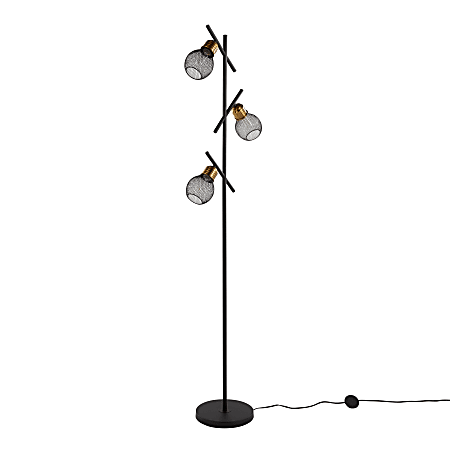 LumiSource Tres Contemporary Floor Lamp, 67"H, Dark Copper/Matte Black
