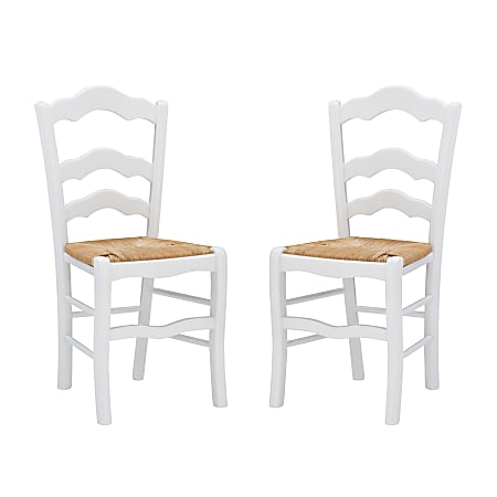 Linon Home Décor Products Flores Side Chairs, White/Natural, Set Of 2 Chairs
