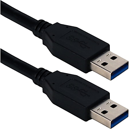 QVS 3ft USB 3.0/3.1 Type A Male to Male 5Gbps Black Cable - 3 ft USB Data Transfer Cable for Computer - First End: 1 x USB 3.1 Type A - Male - Second End: 1 x USB 3.1 Type A - Male - 5 Gbit/s - Shielding - Black - 1