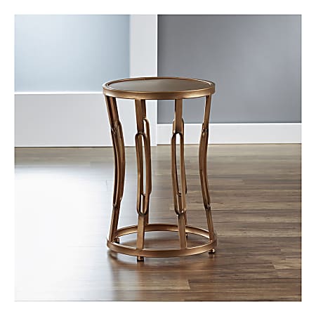 FirsTime & Co.® Hourglass Side Table, Round, Clear/Antique Gold