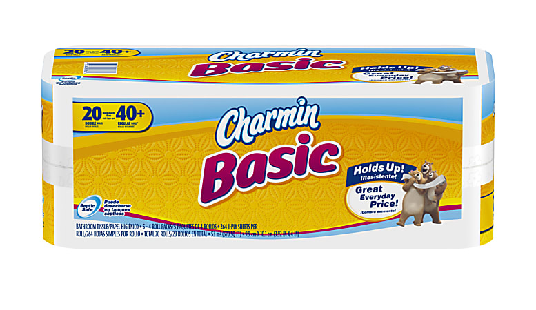 Charmin® Basic Toilet Paper, 264 Sheets Per Roll, Pack Of 20 Rolls