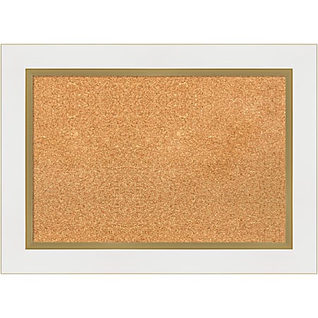 Amanti Art Cork Bulletin Board, 29" x 21", Natural, Eva White Gold Polystyrene Frame