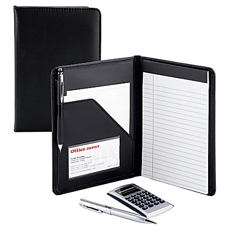 Office Depot® Brand Junior Office Folio Set, 8"W x 5"H, Black