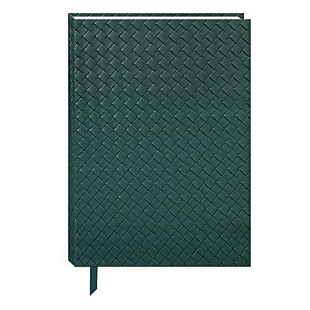 Punch Studio Woven Vegan Leather Journal, 6” x 8-1/2”, Unruled, 192 Pages, Teal Weave