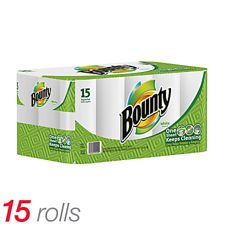 Bounty® Paper Towels, 2-Ply, 48 Sheets Per Roll, Case Of 15 Rolls