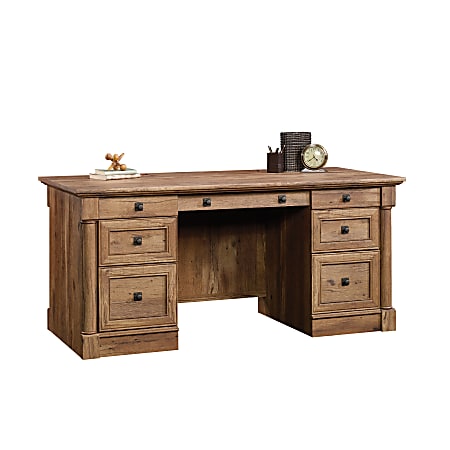 Sauder Palladia 66 W Executive Computer Desk Vintage Oak Office