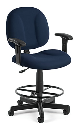 OFM Comfort Series Superchair Task Chair With Drafting Kit, Navy/Black, 105-AA-DK-804