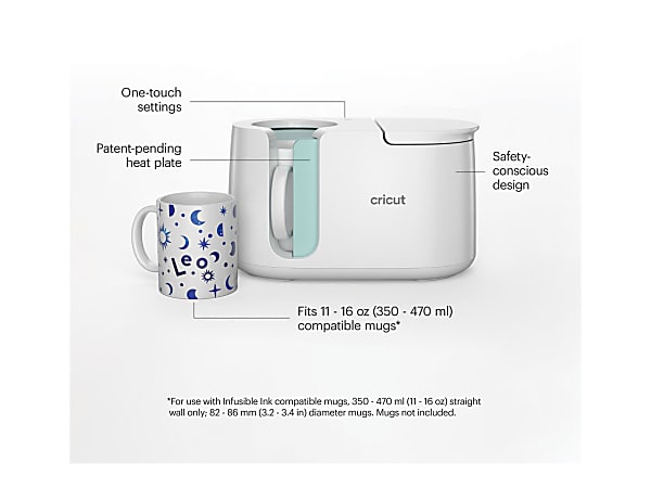 Cricut Mug Press, 6-1/2"H x 11"W x 6-1/4"D, White/Blue