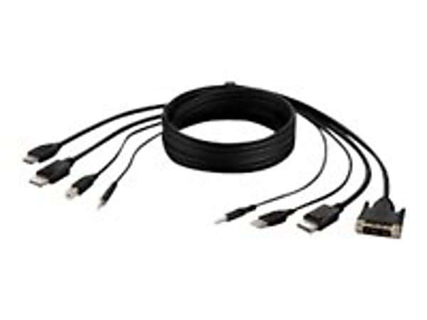 Belkin Dual DVI to HDMI and DP to DP + USB A/B + Audio Passive Combo KVM - 6 ft KVM Cable for Keyboard/Mouse, Audio/Video Device, Computer, Server, KVM Switch