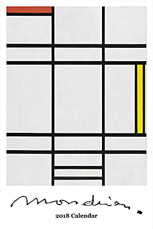 Retrospect Monthly Wall Calendar, 19 1/4" x 12 1/2", FSC® Certified, Mondrian, January to December 2018