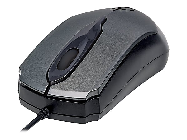 Manhattan Edge USB Wired Mouse, Grey, 1000dpi, USB-A, Optical, Compact, Three Button with Scroll Wheel, Low friction base, Three Year Warranty, Blister - Mouse - optical - 3 buttons - wired - USB - gray