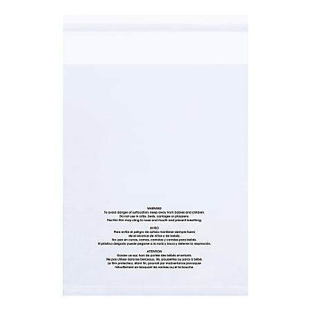 Partners Brand 1.5 Mil Resealable Suffocation Warning Poly Bags, 22" x 24", Clear, Case Of 100