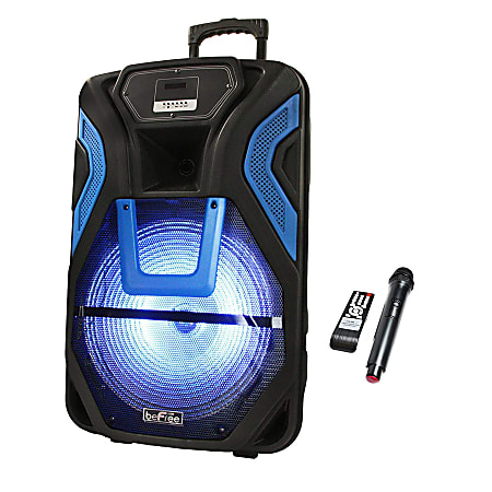 BeFree Sound Rechargeable Bluetooth® Portable Party PA Speaker System, Black/Blue